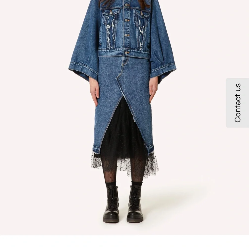 Red valentino denim a shape denim skirt